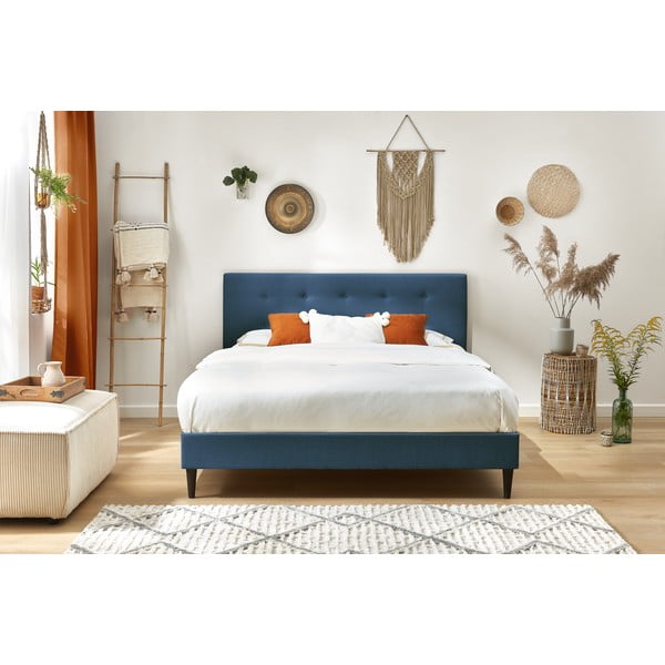 Modrá dvojlôžková posteľ Bobochic Paris Rory Dark, 160 x 200 cm-image-4