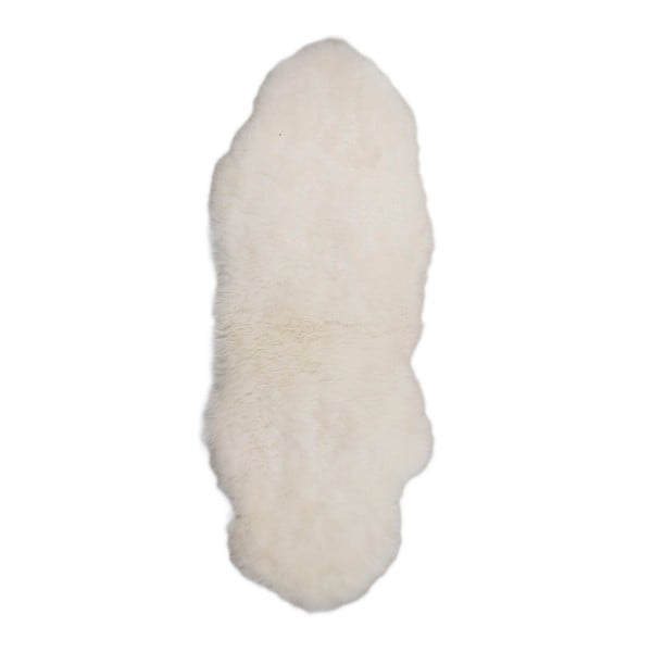 Biely kožušinový koberec s krátkým vlasom Dara, 165 x 55 cm
