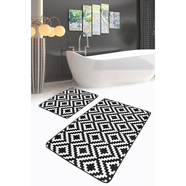Biele/čierne kúpeľňové predložky v súprave 2 ks 60x100 cm – Mila Home-image-2