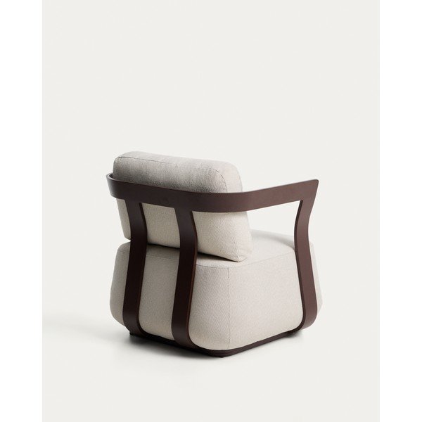 Hnedé/krémovobiele polstrované záhradné kreslo Tamaris – Kave Home-image-4