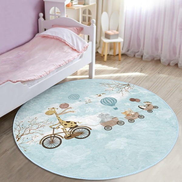 Svetlomodrý detský koberec ø 120 cm Comfort – Mila Home-image-4