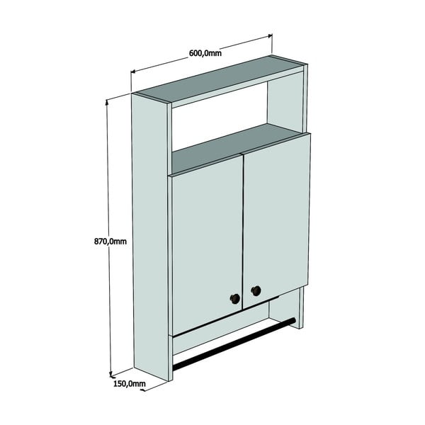 Biela kúpeľňová skrinka s vešiakom na uteráky, Bathroom Cabinet-image-3
