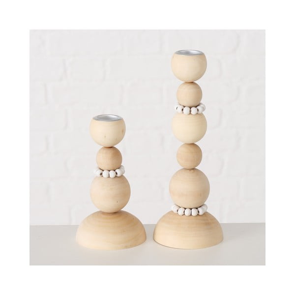 Súprava 2 drevených svietnikov Boltze Beads