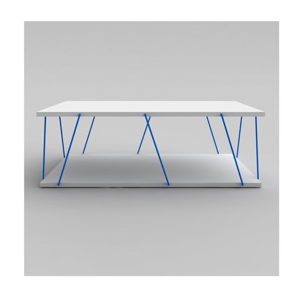 Biely konferenčný stolík s modrým detailom Rafevi Tars