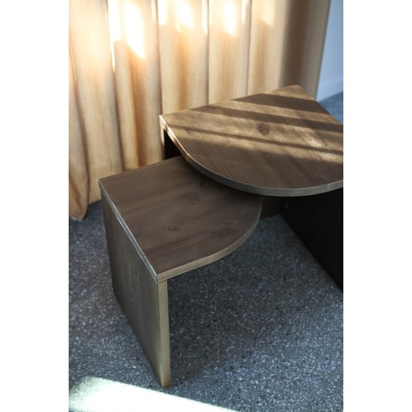 Tmavo hnedé konferenčné stolíky z borovicového dreva v súprave 2 ks Combine – Karup Design-image-4