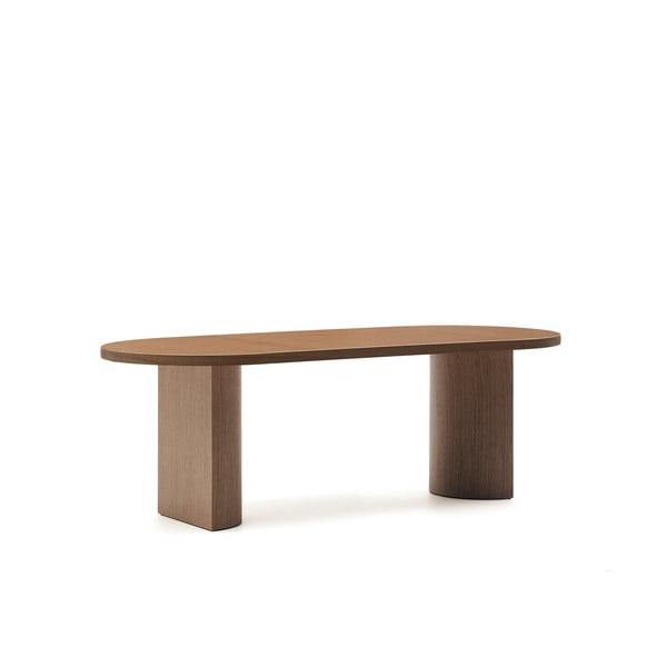 Okrúhly jedálenský stôl s doskou v dekore orechového dreva 100x200 cm Nealy – Kave Home-image-4