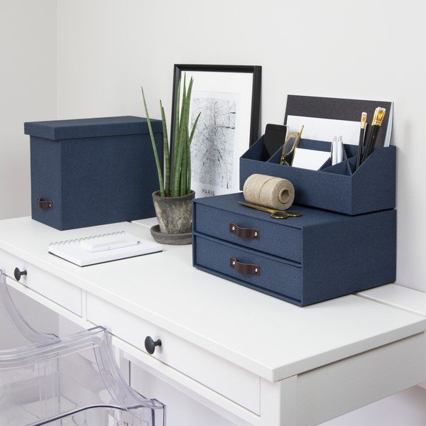 Tmavomodrý 2-poschodový organizér Bigso Box of Sweden Birger, 33 × 25,5 cm-image-2
