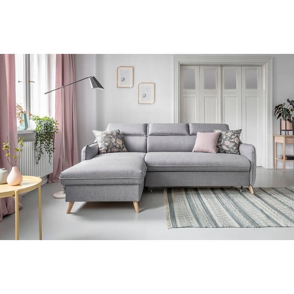 Svetlosivá rozkladacia rohová pohovka (ľavý roh) Sweet Harmony – Miuform-image-1