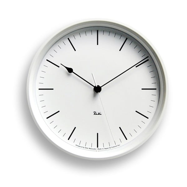 Biele nástenné hodiny Lemnos Clock Riki-Riki, ⌀ 20,4 cm
