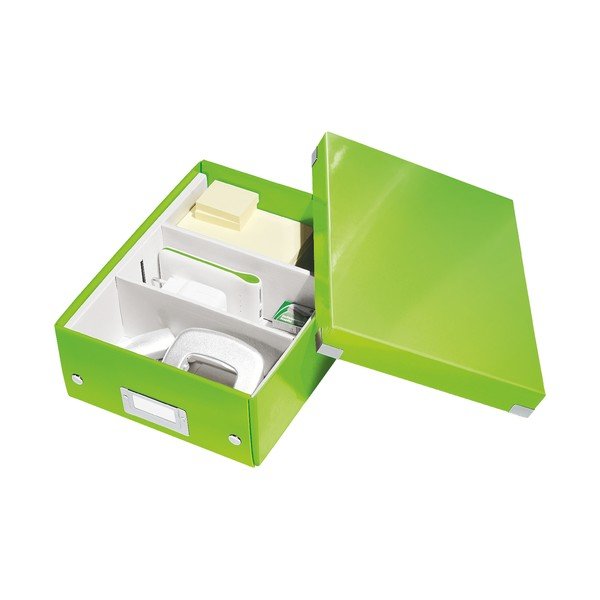 Zelený kartónový úložný box s vekom Click&amp;Store - Leitz-image-4