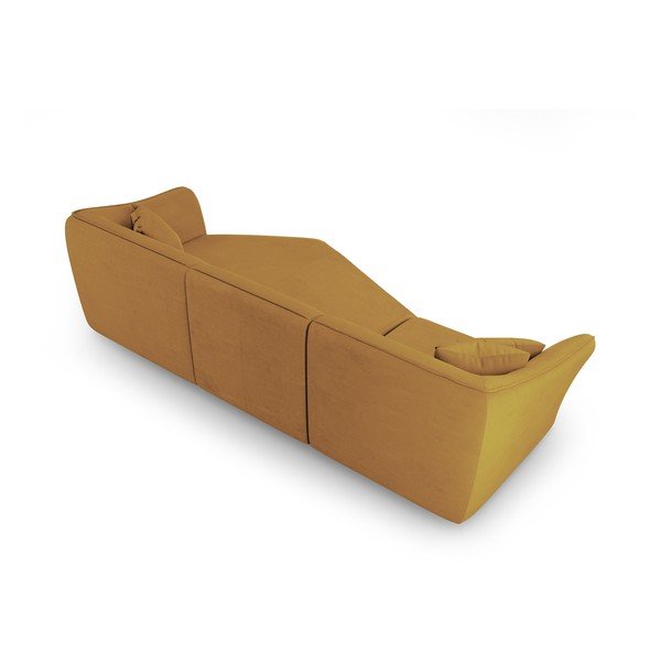 Rohová pohovka z textílie buklé v horčicovej farbe Tokyo – Cosmopolitan Design-image-3