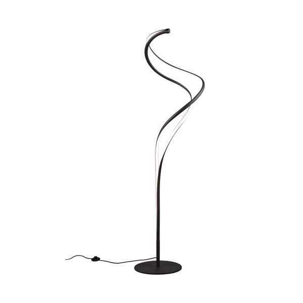 Čierna LED stojacia lampa s kovovým tienidlom (výška 160 cm) Nala – Trio Select