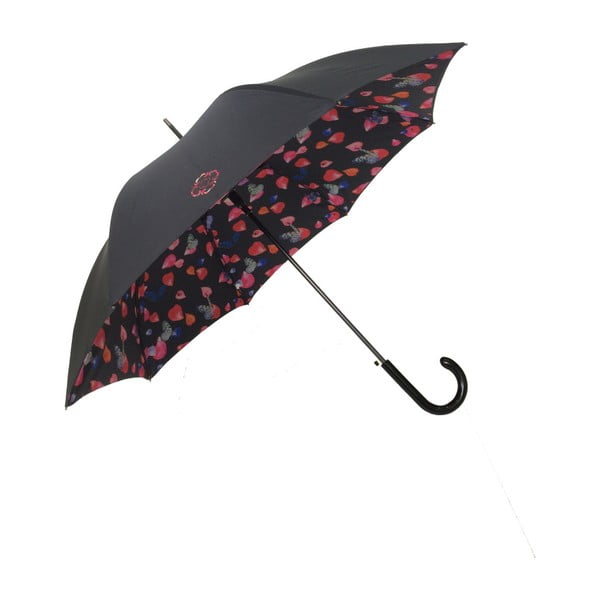Čierny dáždnik s ružovými detailmi Ambiance Enamorado, ⌀ 104 cm