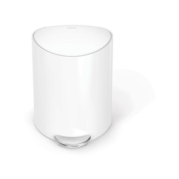 Biely nášľapný kovový odpadkový kôš 6 l – simplehuman-image-2
