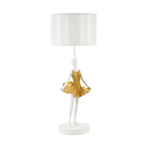 Stolová lampa s textilným tienidlom v bielo-zlatej farbe (výška 90,5 cm) Dancer – Mauro Ferretti