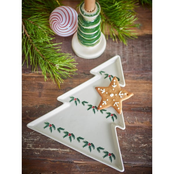 Krémový servírovací tanier s vianočným motívom z kameniny Berry – Bloomingville-image-1