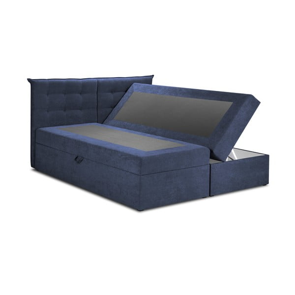 Tmavomodrá dvojlôžková posteľ Mazzini Beds Echaveria, 200 x 200 cm-image-2