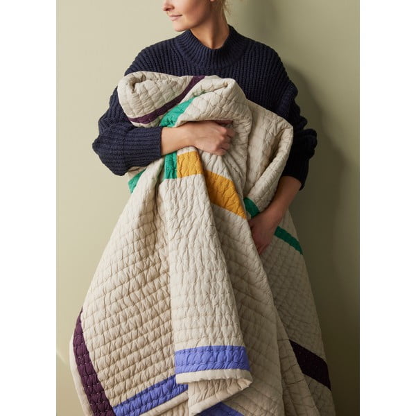 Béžový bavlnený prehoz na dvojlôžko 260x260 cm Twist - Hübsch-image-3