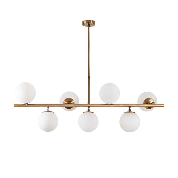 Biele/v mosadznej farbe závesné svietidlo so skleneným tienidlom Fazli – Opviq lights