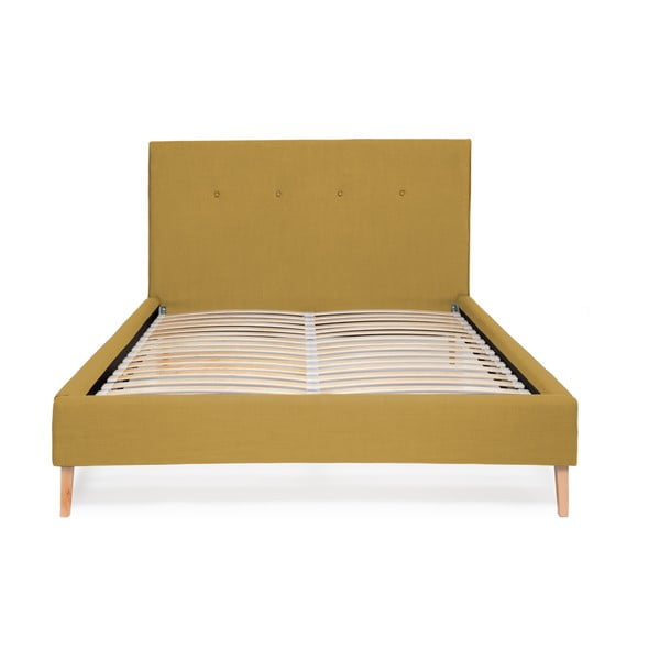 Kukuričnežltá posteľ Vivonita Kent Linen, 200 × 140 cm