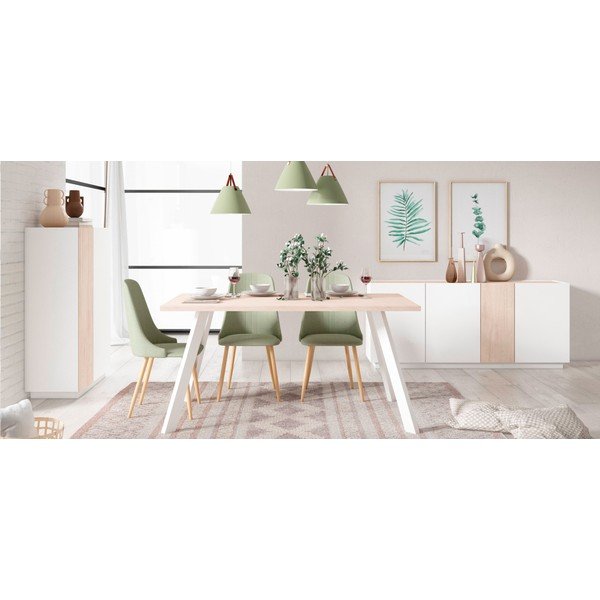 Biela/v prírodnej farbe komoda v dekore duba 180x78 cm Udine – Marckeric-image-1