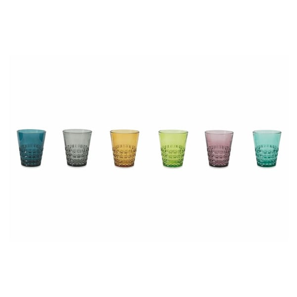 Sada 6 farebných pohárov na vodu Villa d'Este Pixel, 270 ml