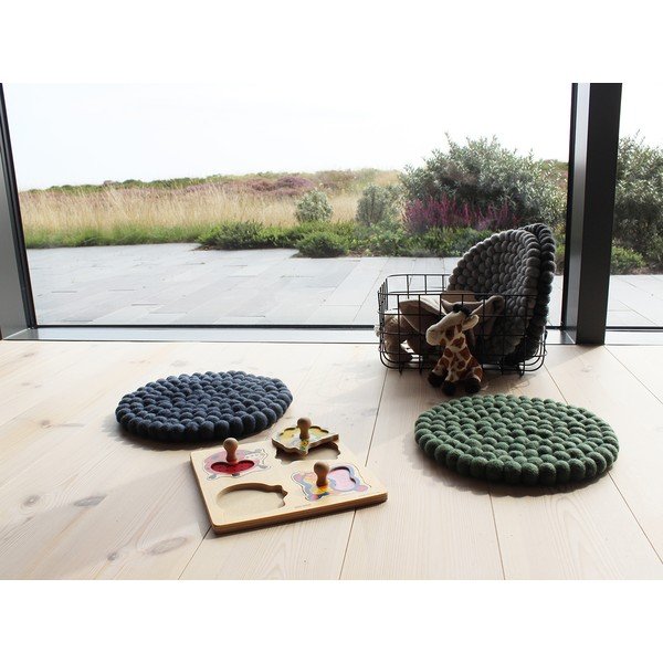 Tmavomodrý guľôčkový vlnený detský vankúš na sedenie Wooldot Ball Chair Pad, ⌀ 30 cm-image-4