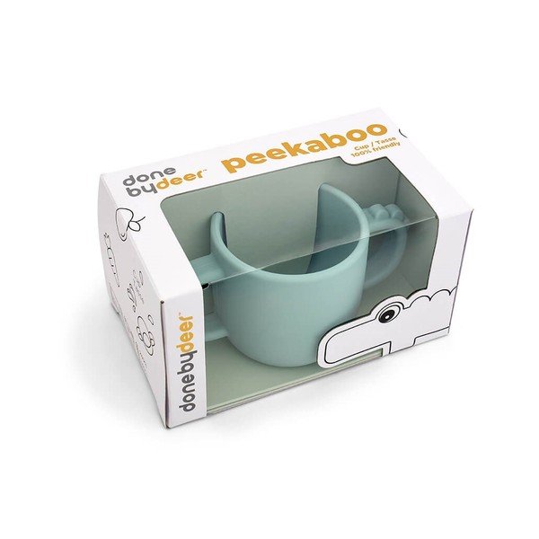 Modrý detský silikónový hrnček Done by Deer Peekaboo Croco, 170 ml-image-2