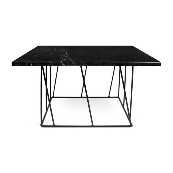Čierny mramorový konferenčný stolík s čiernymi nohami TemaHome Heli× , 75 cm