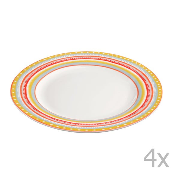 Sada 4 porcelánových tanierikov Oilily 22 cm, žltá