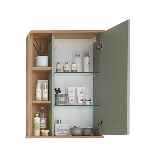 Zelená závesná kúpeľňová skrinka v dekore duba 51x75 cm Set 963 - Pelipal-image-3