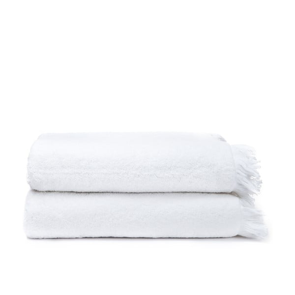 Sada 2 bielych bavlnených osušiek Casa Di Bassi Bath, 100 × 160 cm