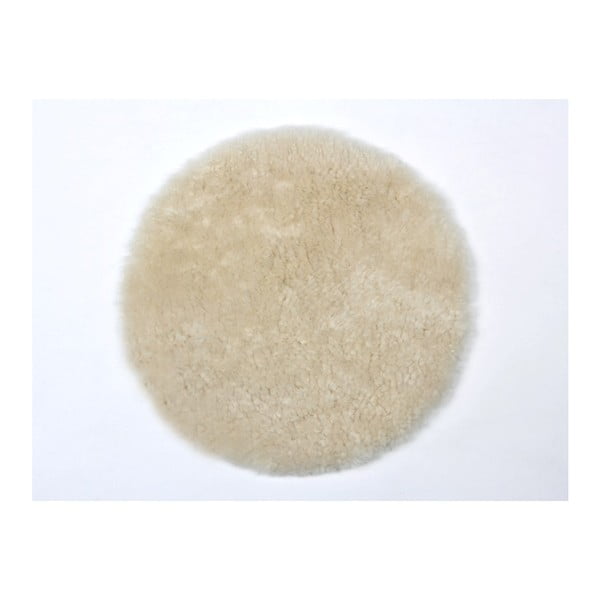 Krémovo-biely vlnený vankúš z ovčej kožušiny Auskin Antor, ∅ 35 cm