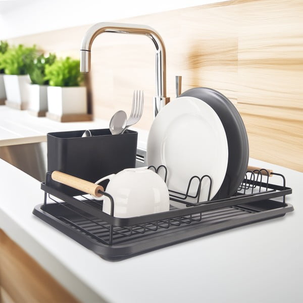 Čierny kovový odkvapkávač 43x23,5 cm Radka – Orion-image-1