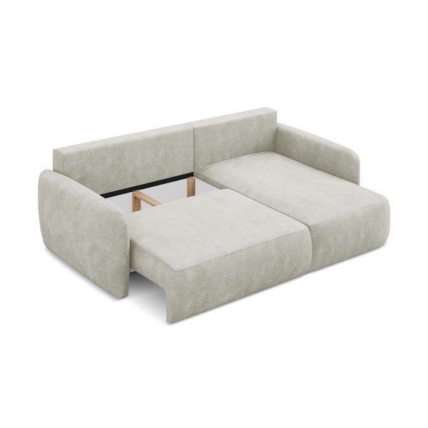 Krémová ženilková rozkladacia/s úložným priestorom rohová pohovka (pravý roh/s leňoškou) Lilo – Makamii-image-3