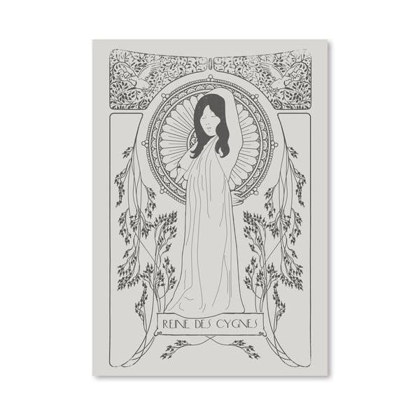 Plagát Reine Des Cygnes - Grey od Florenta Bodart, 30x42 cm