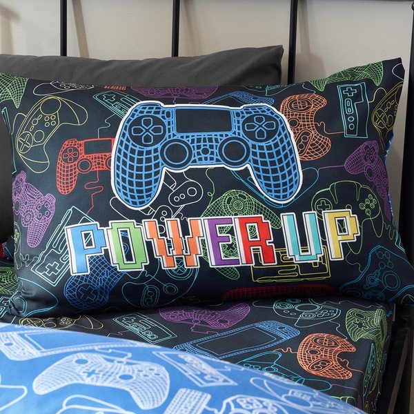 Čierna detská obliečka na jednolôžko 135x200 cm Power Up Gamer – Catherine Lansfield-image-4