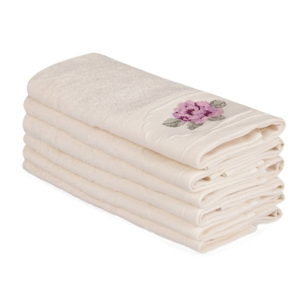 Sada 6 béžových bavlnených uterákov Nakis Cassie, 30 × 50 cm