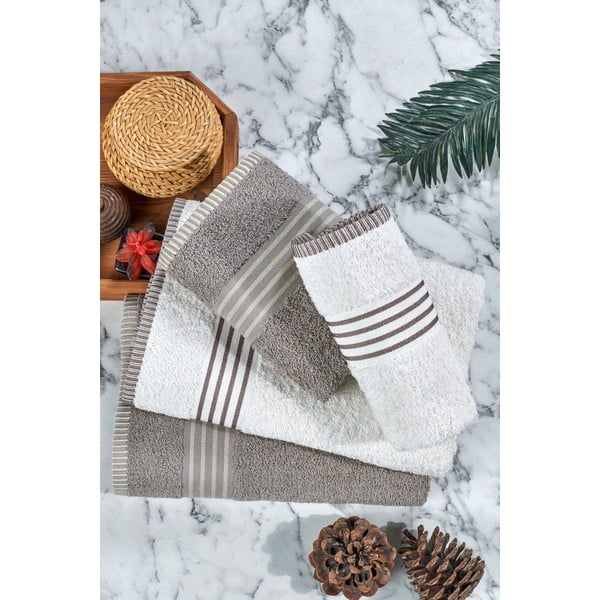Krémové/taupe bavlnené uteráky a osušky v súprave 4 ks – Mila Home-image-4