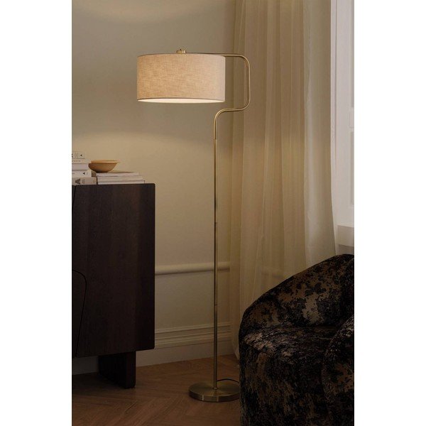 Krémovobiela/v mosadznej farbe látková stojacia lampa (výška  160 cm) Josho – Ellos Home-image-2