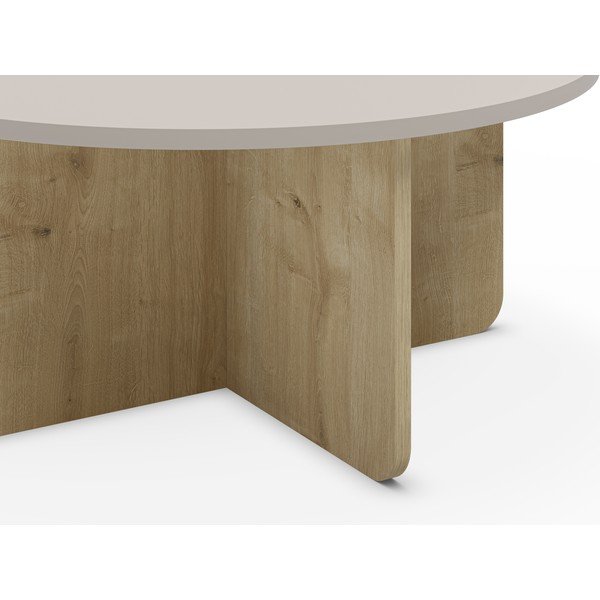 Krémovobiely/v prírodnej farbe okrúhly konferenčný stolík v dekore duba ø 80 cm Hillary – Marckeric-image-3