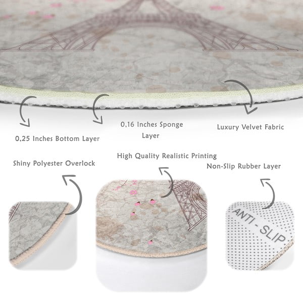 Svetloružový prateľný okrúhly koberec vhodný pre robotické vysávače ø 120 cm Comfort – Mila Home-image-4