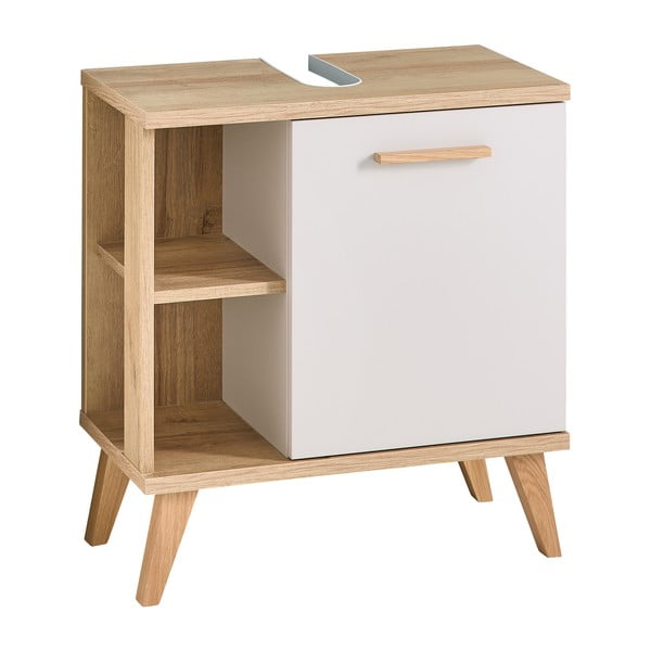 Krémová skrinka pod umývadlo v dekore duba 60,5x65 cm Quickset 966 – Pelipal