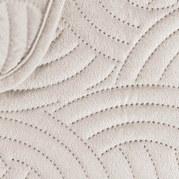 Krémová zamatová súprava prikrývky a obliečky na vankúš 240x260 cm Solange – douceur d'intérieur-image-4