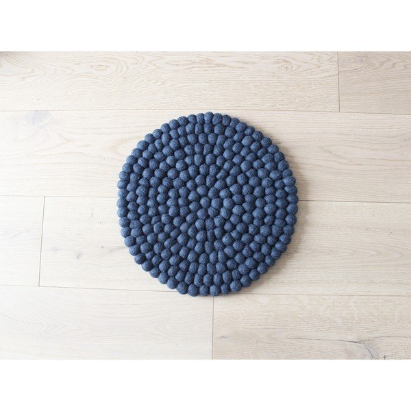 Tmavomodrý guľôčkový vlnený detský vankúš na sedenie Wooldot Ball Chair Pad, ⌀ 30 cm