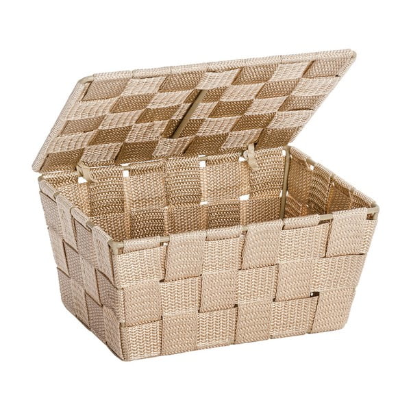 Béžový košík s vekom Wenko Adria, 14 × 19 cm