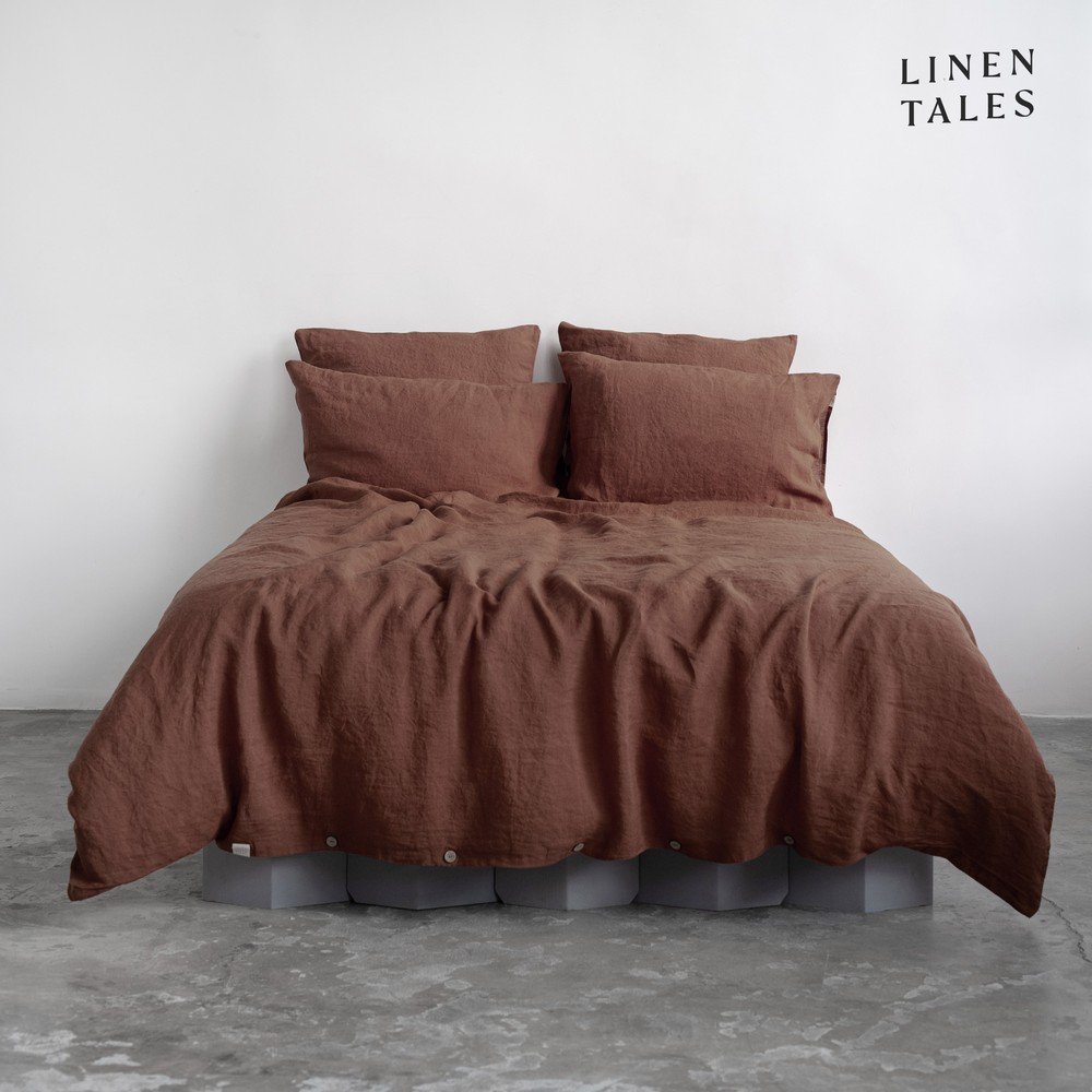 E-shop Tmavohnedé ľanové obliečky na jednolôžko 140x200 cm Chocolate – Linen Tales