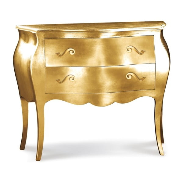 Drevená komoda v zlatej farbe s 2 zásuvkami Castagnetti