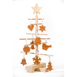 Súprava dreveného vianočného stromčeka a 14 terakotových ozdôb Nature Home, výška 45 cm
