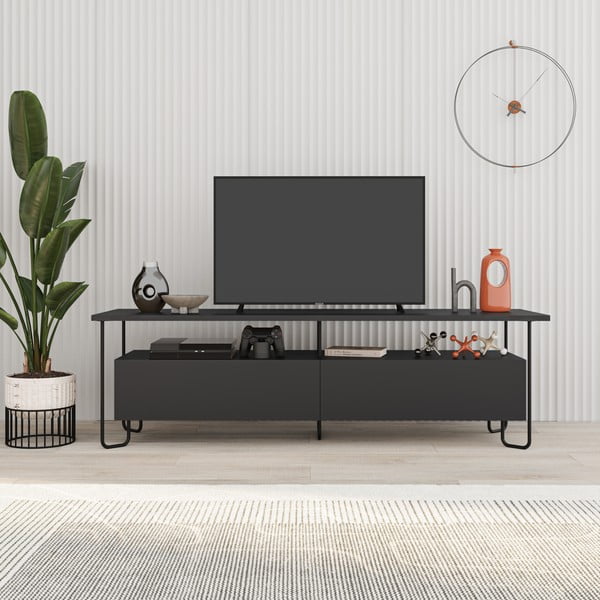 Čierny TV stolík 150x45 cm Dilly – Marckeric-image-3